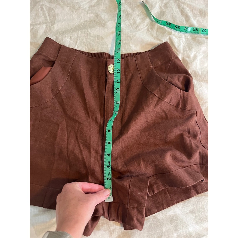 House of Harlow 1960 Brown Linen Blend High Rise Shorts Women's Small - Picture 8 of 9